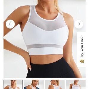 White Mesh Sports Bra